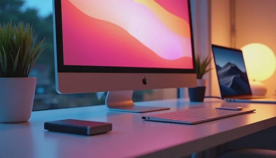 MacBook Air M2 with Dell 4K monitor and Anker hub.