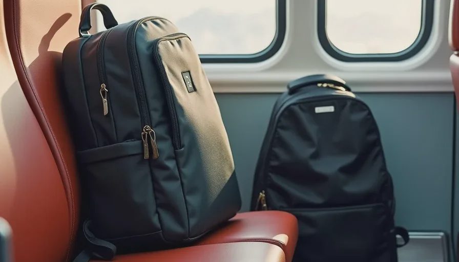 Premium commuter backpack with suspended sleeve beside worn cheap bag.